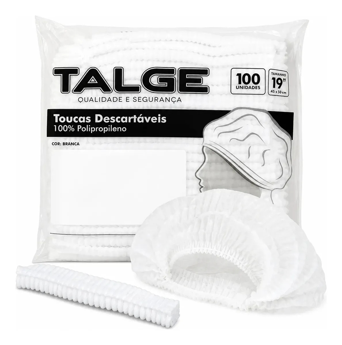 Touca Descartável Tnt Branca Talge C/ 100 Unidades Cor Branco