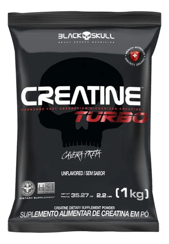 Creatine Turbo Refil 1 Kg Creatina Monohidratada Black Skull