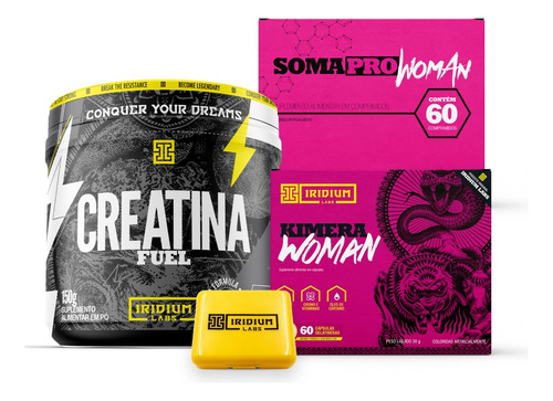 Kit Creatina Fuel 150g + Kimera Woman+ Soma Pro Woman + Caps Sabor Sem sabor