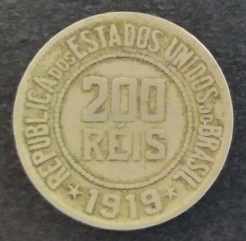 Moeda 200 Réis Ano 1919 Brasil