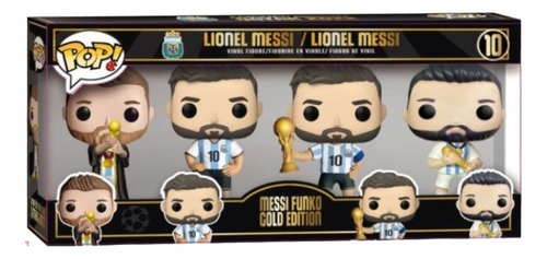 Pack 4 Funkos Lionel Messi #10 Gold Edition Argentina