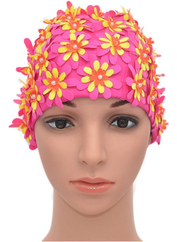 Gorro De Baño Floral Petal Estilo Retro Gorros De Bañ...