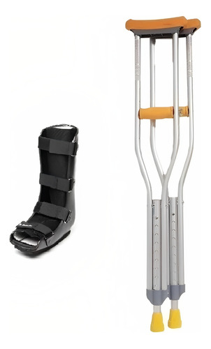 Muleta Aluminio Reguable Mas Bota Walker Ortopedica Ferula