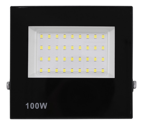 Kit 10 Holofote Refletor Led Eco Pro 100w C/ 3 Opções De Luz Carcaça Preto Luz Branco-quente