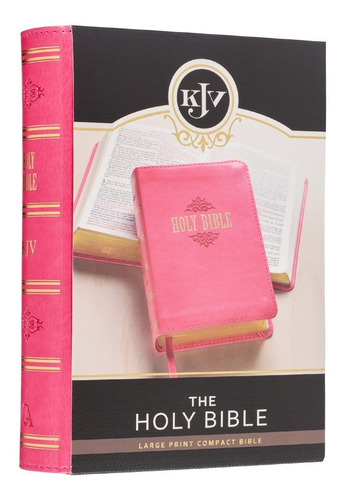 Imagen 2 de 10 de Biblia En Inglés King James Version Chica Letra Grande Rosa