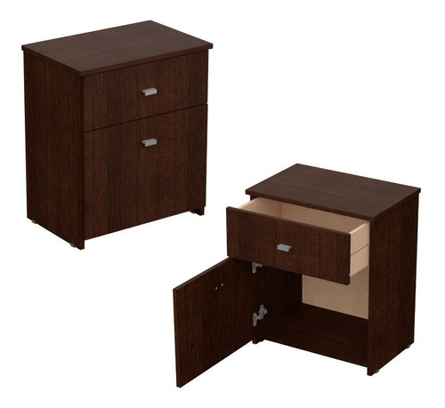 Mesa De Luz X2 Dakar Melamina 1 Puerta 1 Cajon