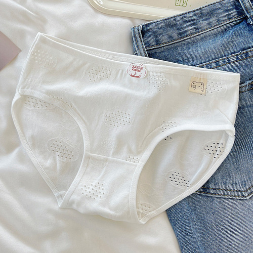 Bragas De Algodón Simples De Encaje De Color Puro Para Mujer