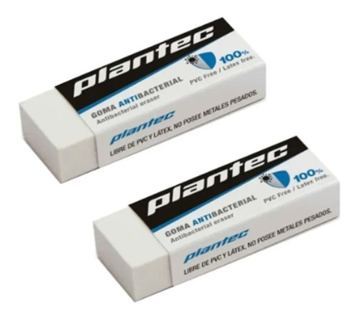 Goma Blanca Plantec Antibacterial 16g X 2 P/ Dibujo Técnico