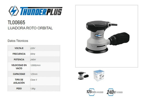 Lijadora roto orbital Thunderplus TL00665 gris 50Hz 240W 220V