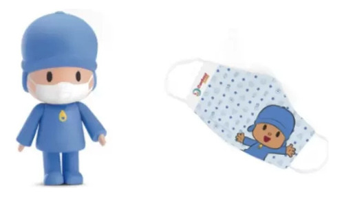 Boneco Pocoyo Vinil + Máscara Infantil Turma Do Pocoyo