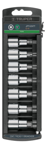 Juego De 7 Dados Cuadro 1/2 Punta Torx, Truper