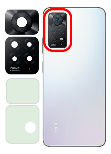 Vidrio Lens Repuesto Cámara P/ Xiaomi Note 11 Pro 4g + Prote