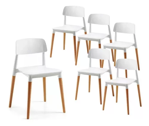 Pack 6 Sillas Nordicas Milan Madera Diseño Moderno Novara Color de la  estructura de la silla Blanca