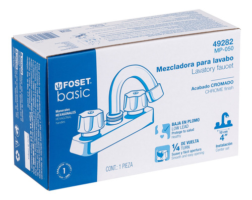 Mezcladora Plástica Lavabo, Cuello Curvo, Manerales Estándar