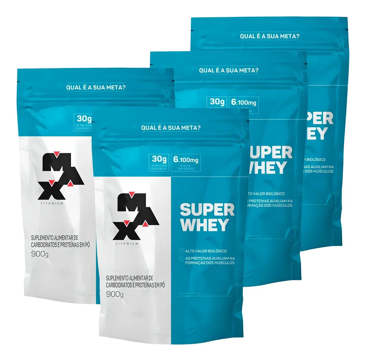 Kit 4x Super Whey Protein Concentrado 900g - Max Titanium Sabor Variados