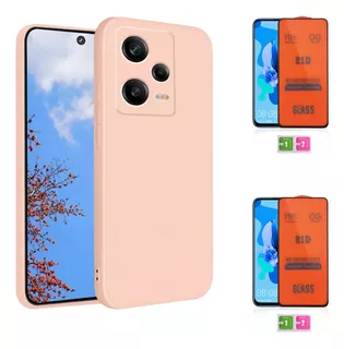 Case Silicona Rosado Para Redmi Note 12 Pro Plus + 2 Micas