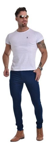 Pantalon De Jeans Azul Hombre Elastizado Chupin S/ Roturas