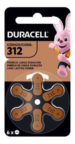 Pilas Duracell 312 Para Audífonos Blister De 6 Pilas