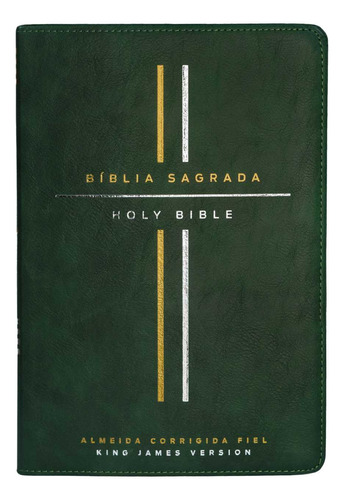 Livro Bíblia Bilíngue, Português/inglês, Acf/kjv, Couro Soft