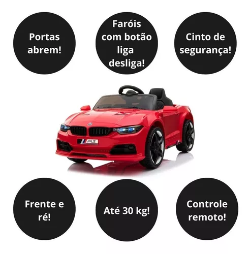 Carro Eletrico Infantil BMW M3 Branco com Controle Remoto 12V