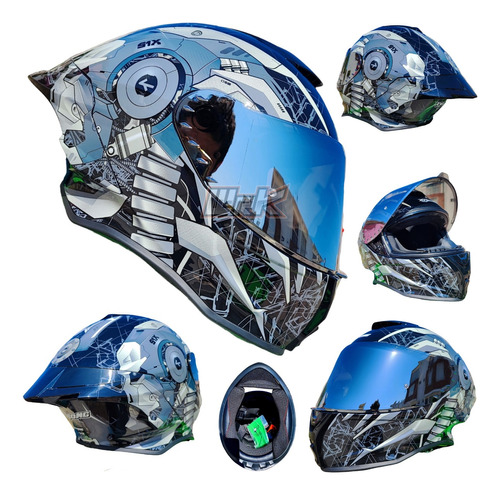 Casco Moto Negro Gris War Machine Brillante Ece Xtrong Depor