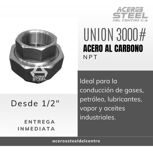 Unión Universal En Acero Al Carbono 3000# Npt De 1-1/2 
