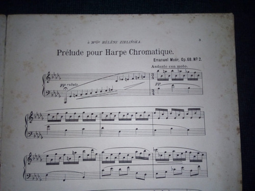 Imagen 2 de 2 de Partitura Compositons Arpa Emanuel Moor Preludes N°3