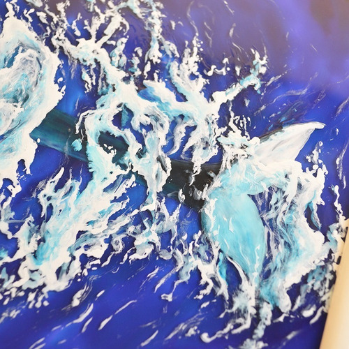 Imagem 3 de 8 de Quadro Baleia Jubarte Nadando, Pintura Em Vidro, Vitral