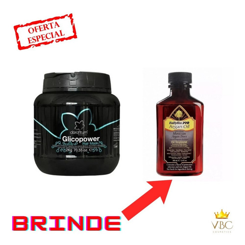 Imagem 1 de 5 de Glicopower Hair Mask 2kg Bomba De Nutrientes + Brinde