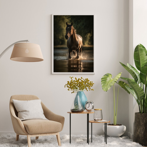 Quadro Decorativo 90x60 Foto Cavalo Sala Grande Luxo