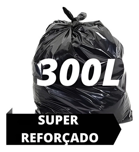 Saco De Lixo 300litros 50un 0,10micras Super Reforçado Preto