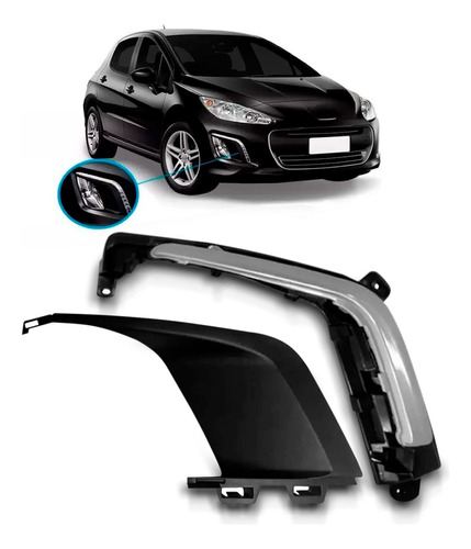 Kit Moldura Milha E Aplique Peugeot 308 2012 2013 2014 2015