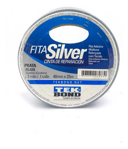 Fita Adesiva Reforçada Silver Tape Prata Rl 48mmx25m Tekbond