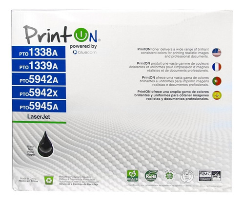 Imagen 2 de 3 de Tóner Printon Universal Hp Pto 1338a/1339a/5942a/5942x/5945a