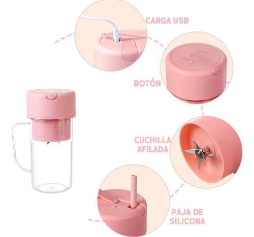 Licuadora Portátil Batidora Personal Recargable Usb
