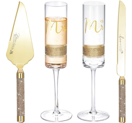 Varlka Wedding Cake Knife And Server Set, Wedding Champagne 