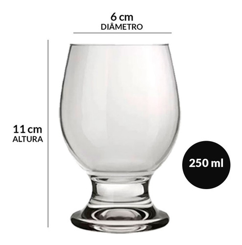 Imagem 3 de 10 de Jogo Kit Taça Vidro Agua Vinho Suco Refrigerante 250ml 12 Un