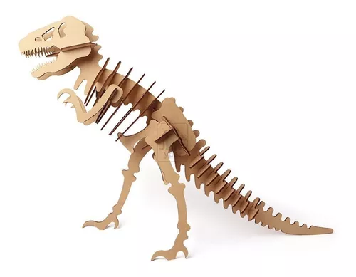 Dinossauro T-Rex p/ montar, Quebra-Cabeça 3D, 27 peças, Brinquedo e  decoração MDF