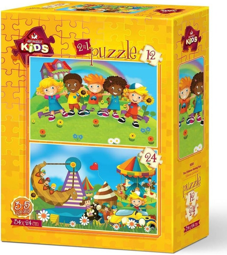 Art Kids Niños Jugando 2 X 12 Pz Rompecabeza Art Puzzle 5551