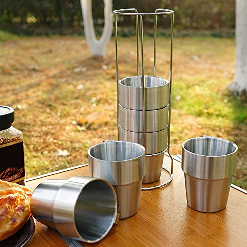 Tazas De Café De Metal De Acero Inoxidable, Apilables Con So