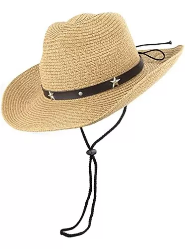 Sombrero de vaquero de paja para niños pequeños, sombrero de paja de verano  para playa, sombrero de sol vaquera occidental para niños