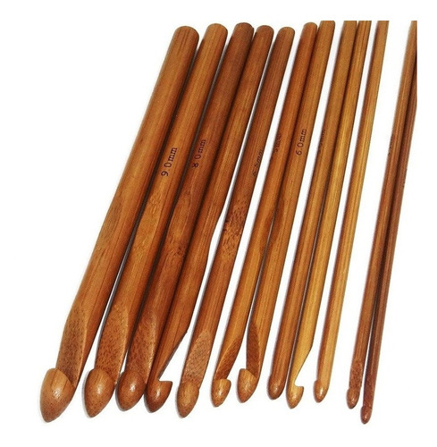 Agujas Crochet Bambú Set Por 12 Agujas