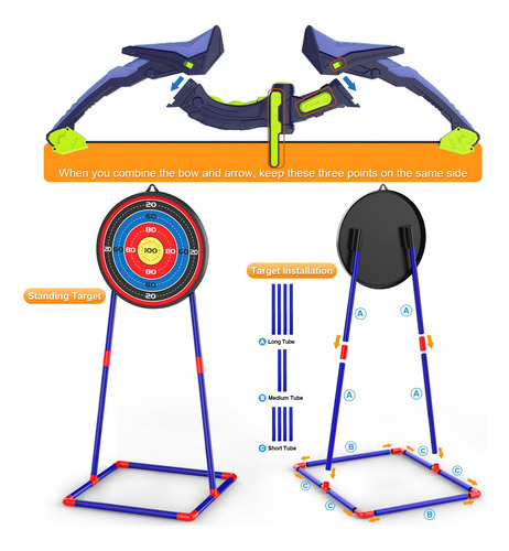 Bow And Arrow Set Ocditikl For Kids W/ 14 Suction Cup Arrows