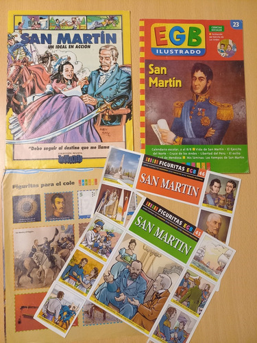Lote De Figuritas Y Suplemento Genios Y Anteojito San Martin (Usado)