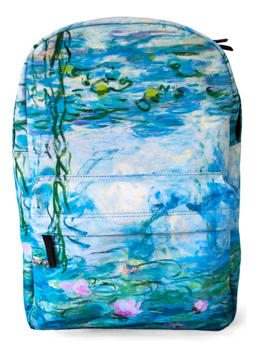 Mochila Azul Nenúfares Claude Monet Arte Pintura Backpack