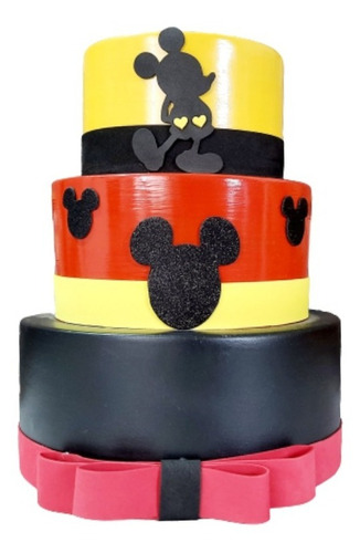 Bolo Fake Mickey Cerâmica 3 Andares Aniversário Festa