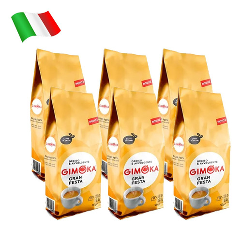 Cafe Gimoka Gran Festa Tostado En Granos Pack 6x500g Italia