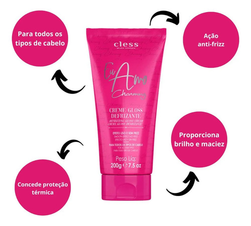 Creme Gloss Defrizante Eu Amo Charming 200g Cless