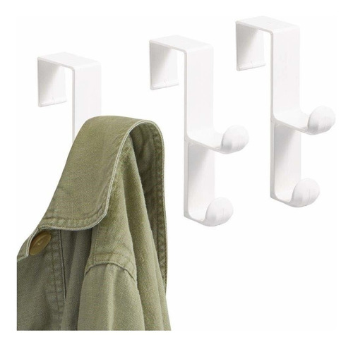 Interdesign Ganchos Para Puerta, Plástico, Blanco, Set De 3