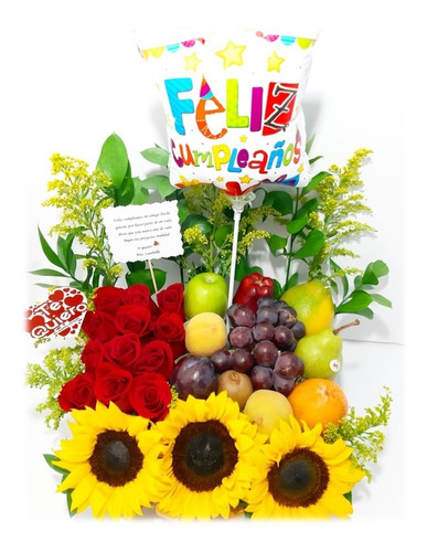 Arreglos Florales Canasta De Frutas Cumple Domicilio Gratis 